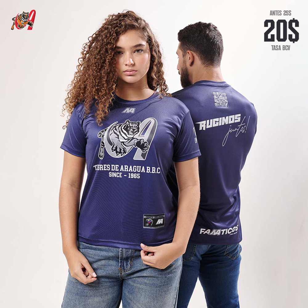 TIGRES-4 Franela Unisex Tigres De Aragua Colección New Arrival Navy - Imagen 1